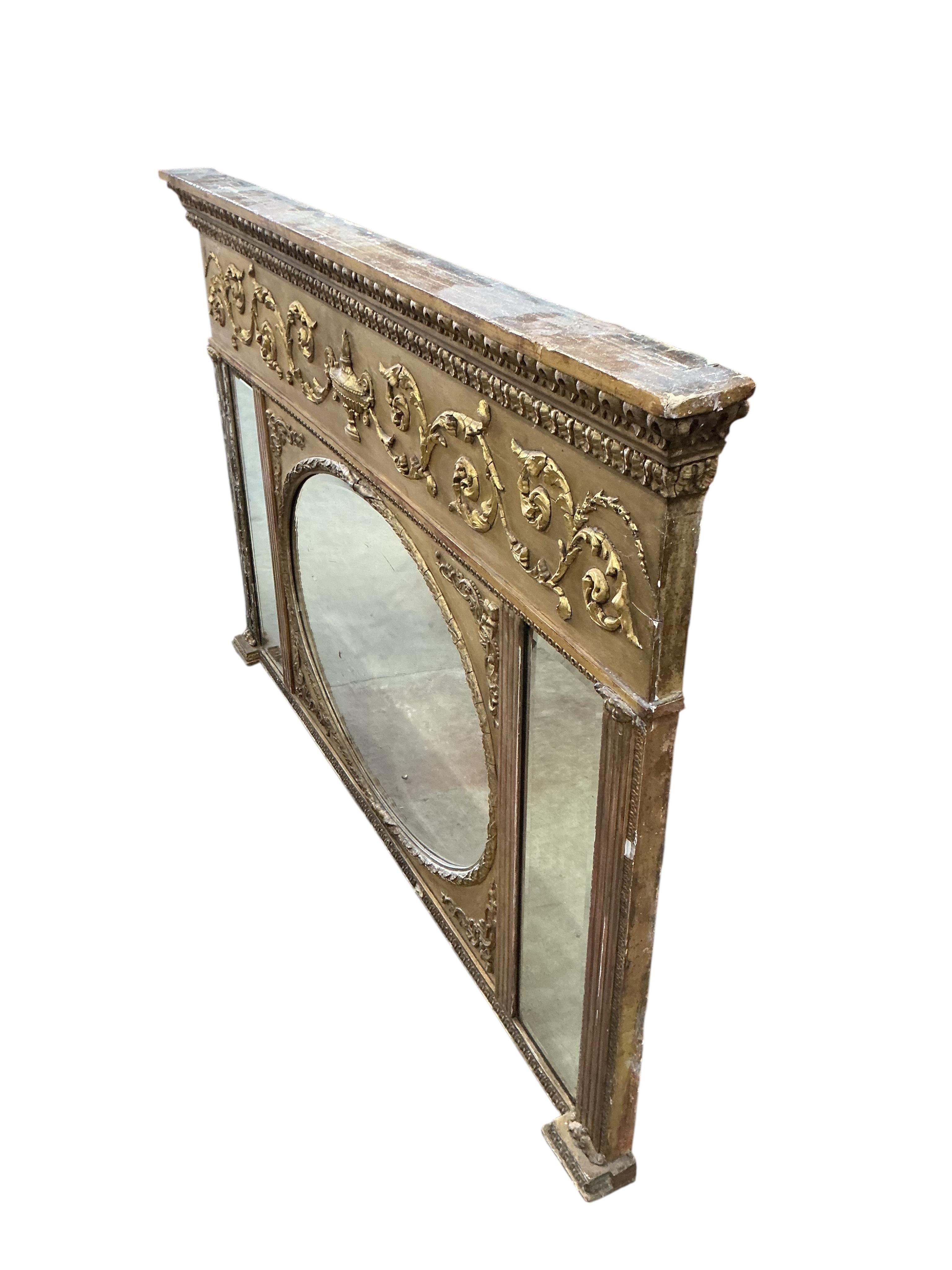 A Victorian giltwood and composition overmantel mirror, width 128cm, height 82cm